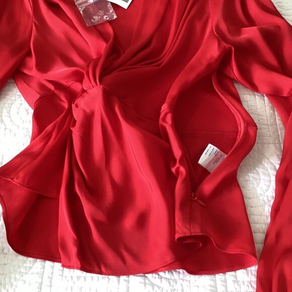 NWT INTERMIX Dawn Silk Knot Front Top Size 2 Coral - Picture 14 of 15